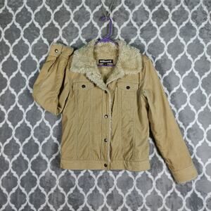 Dollhouse Corduroy Jacket Women Size Small Tan Faux Fur Lined Western Trucker